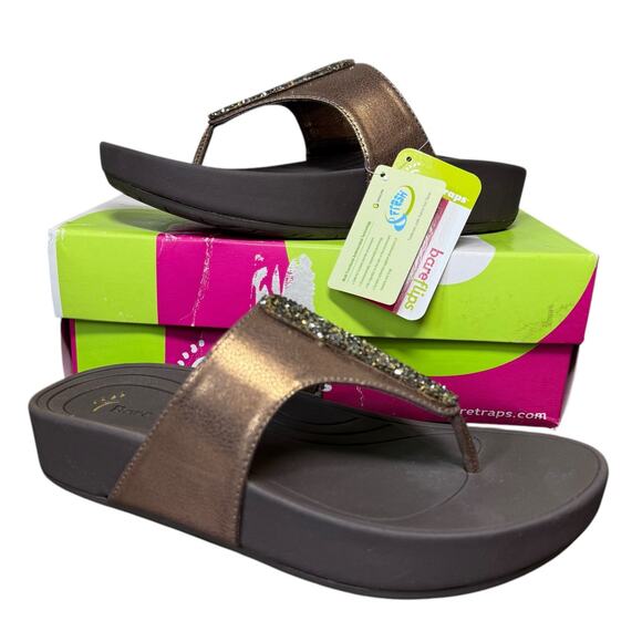 Bare Traps Garnett Sandals Women 10 Slip-on Bronze Glitter Cushioned Comfort New - Picture 1 of 12